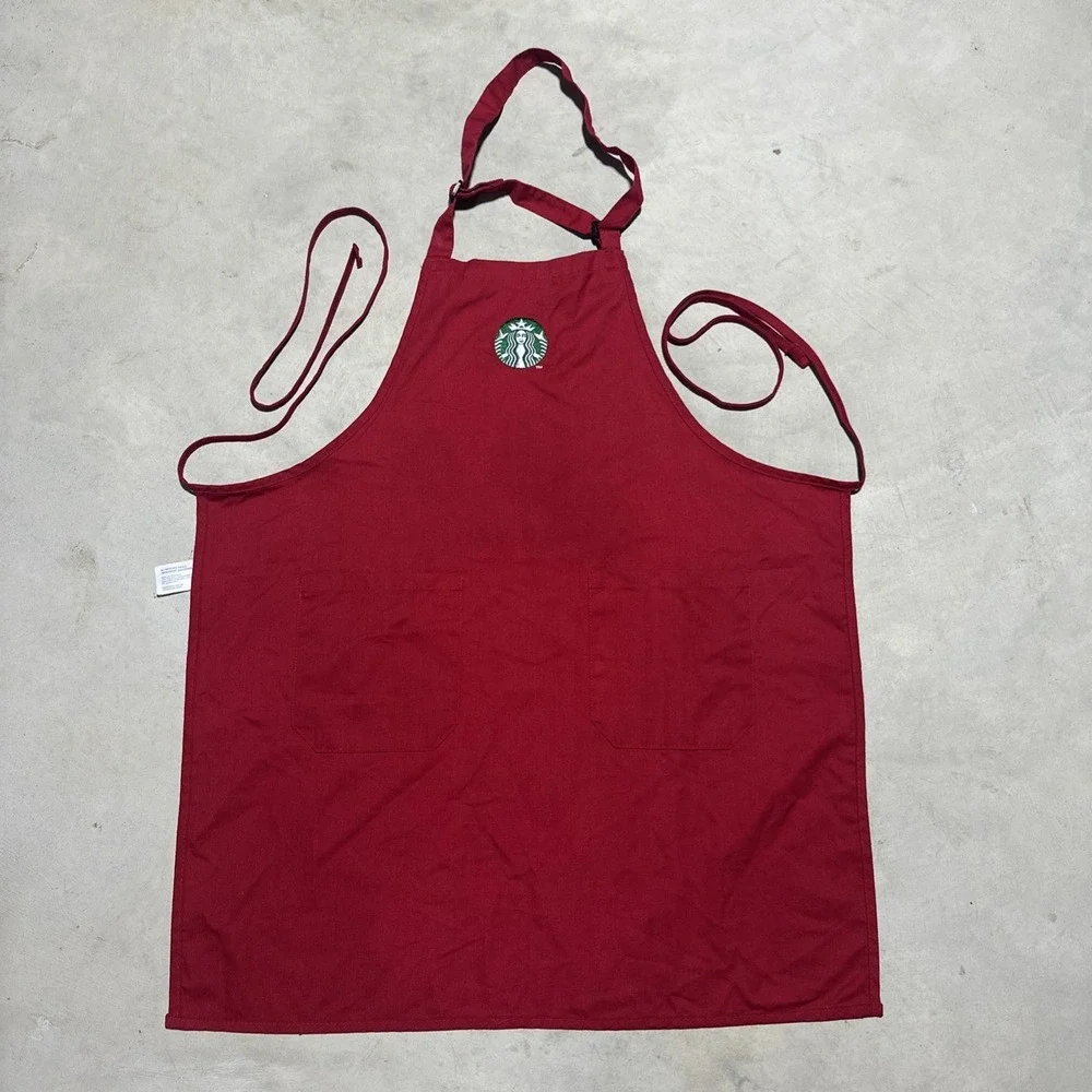 Starbucks Red Embroidered Apron Twill Workwear Logo Employee One Size Uniform